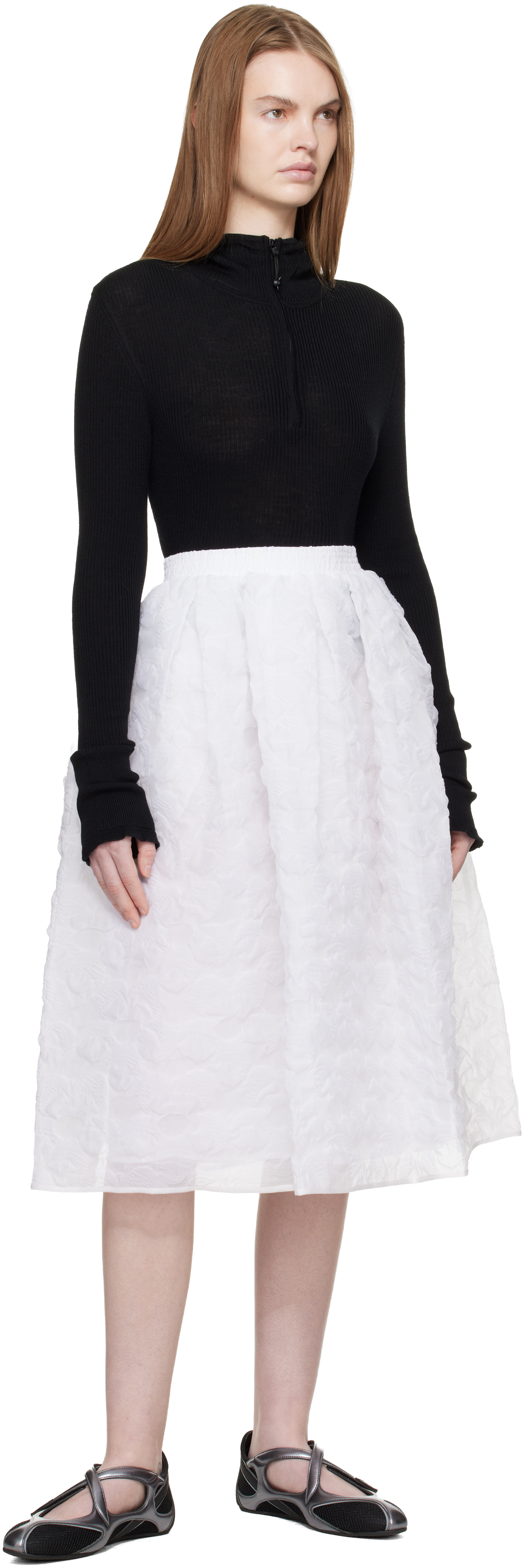 White CBmala Midi Skirt