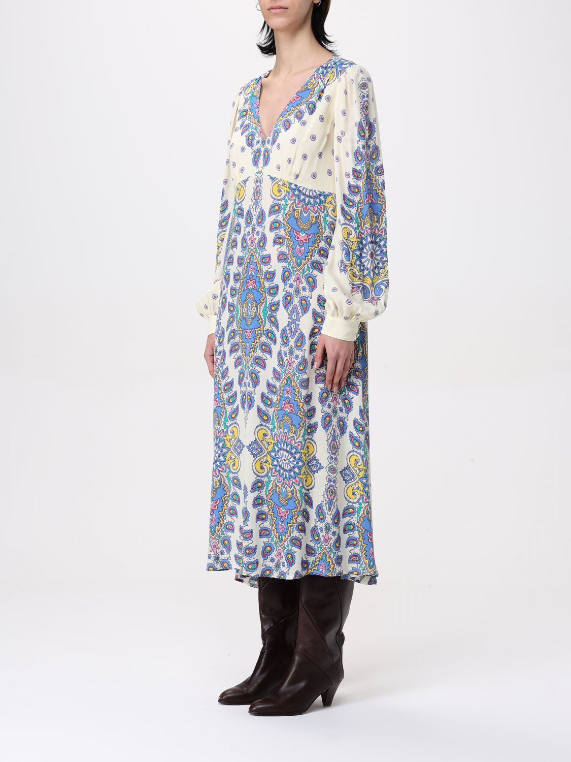 Paisley-print midi dress - White