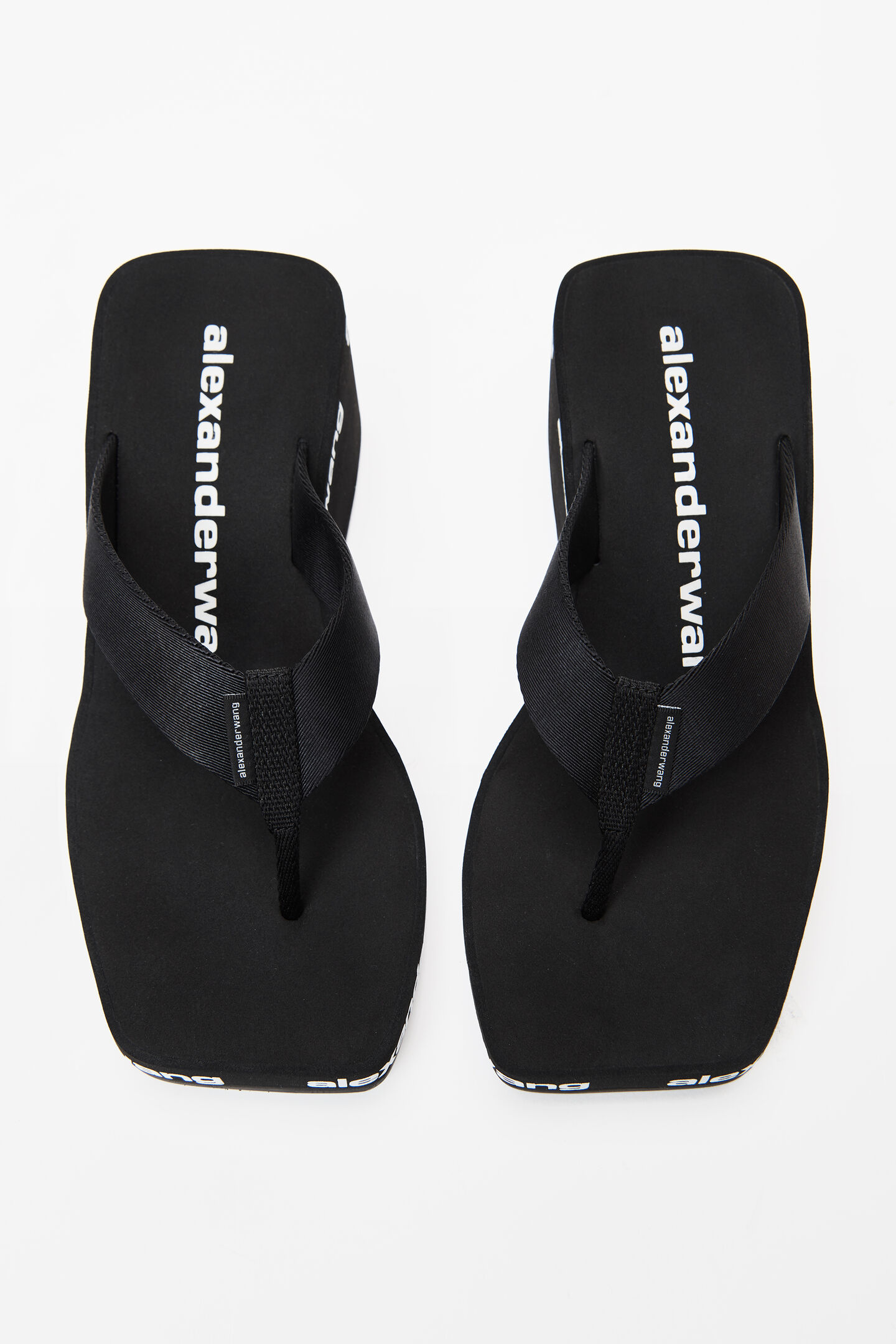 Women's Aw Nylon Wedge Flip Flops Black