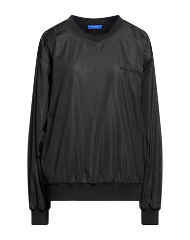 Woman Sweatshirt Black Size L Polyester, Elastane