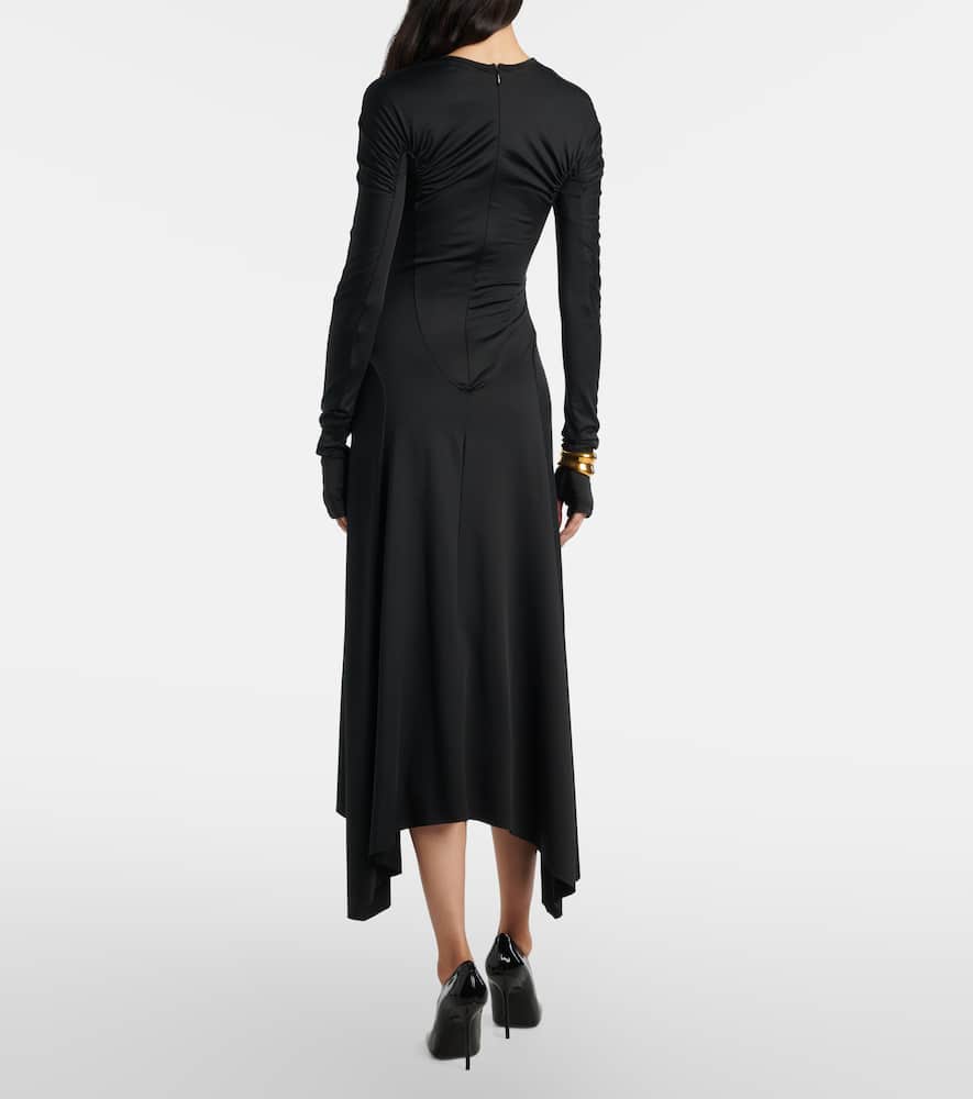 Gathered asymmetric midi dress