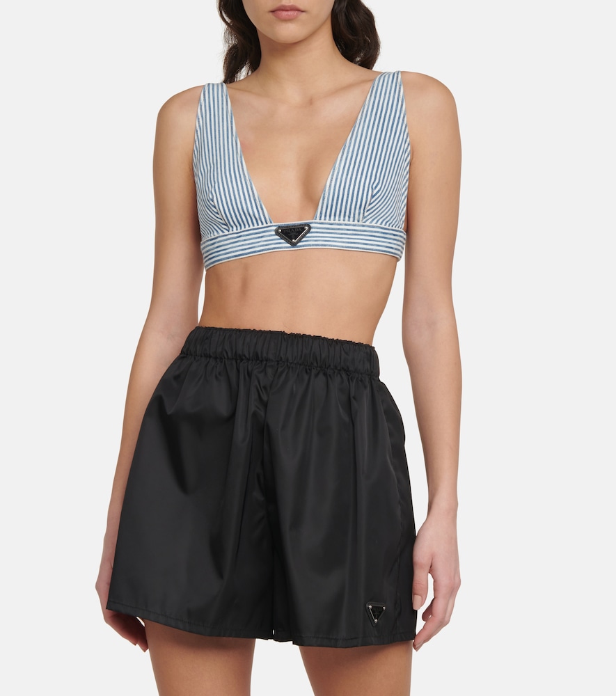 Striped denim bralette