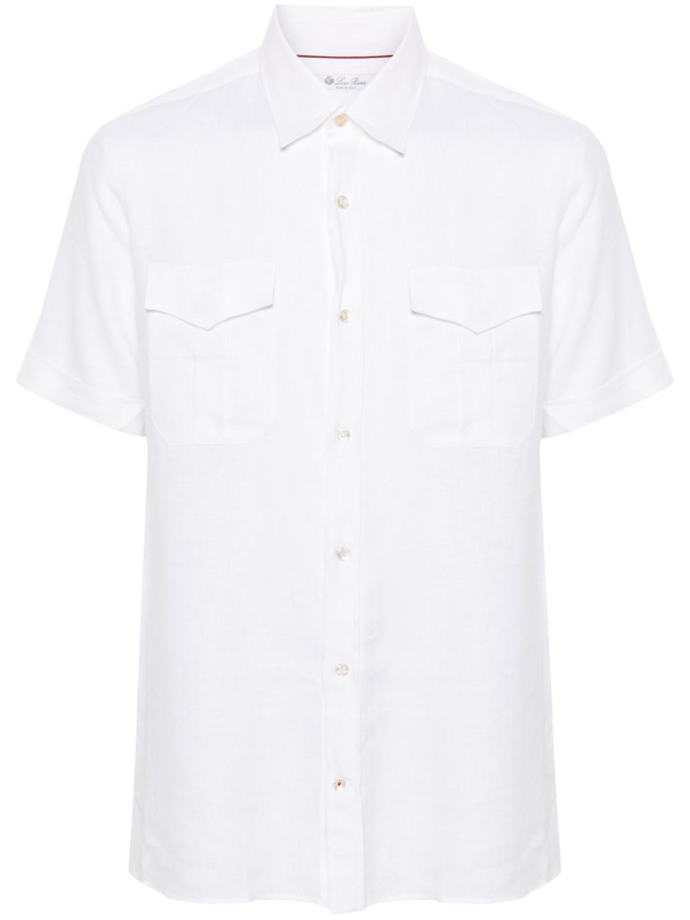 Short-sleeve linen shirt - White