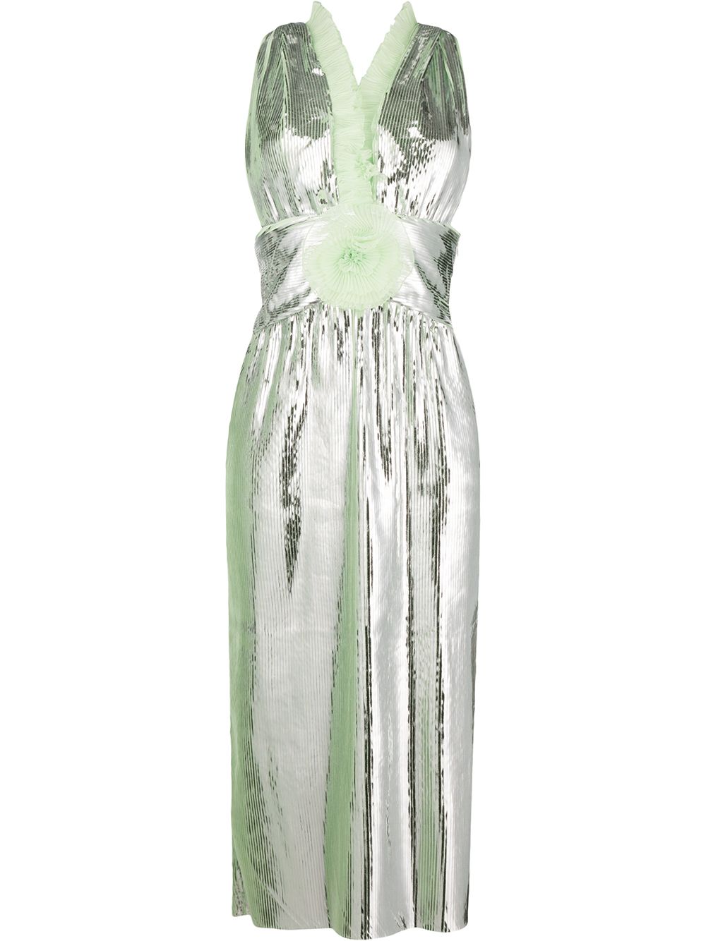 Ruffle trim midi dress - Metallic