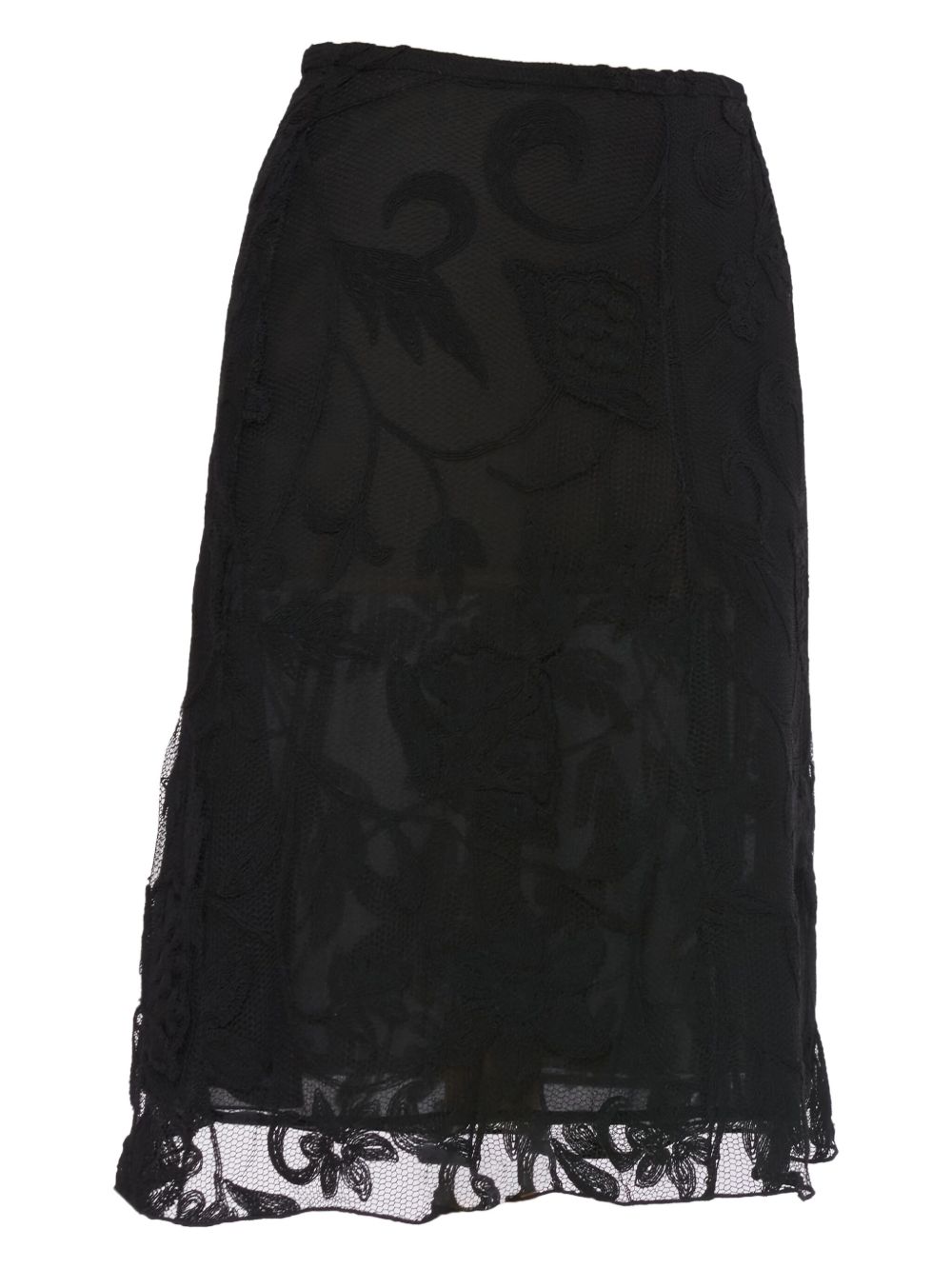 Floral-lace mini skirt - Black