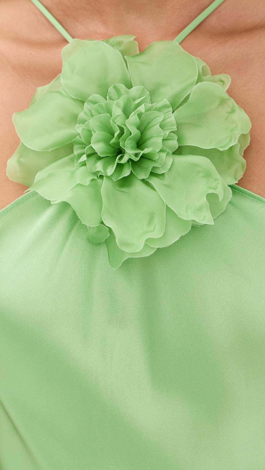 Silk Bias Halter Dress Green