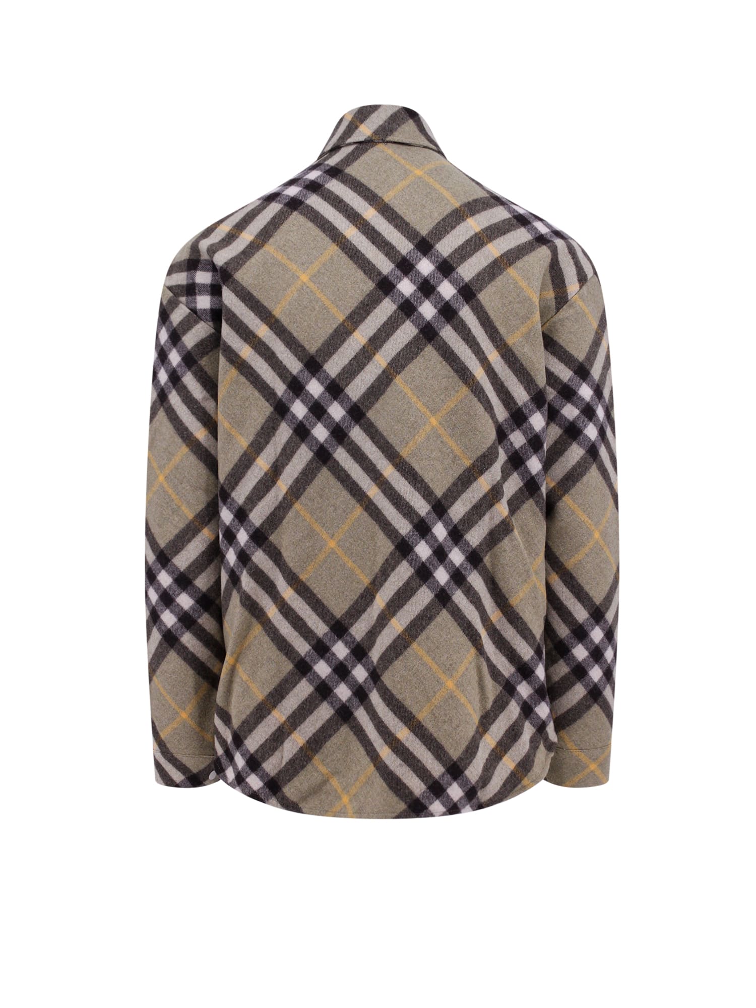 -Camicia in misto lana con motivo Check-Uomo