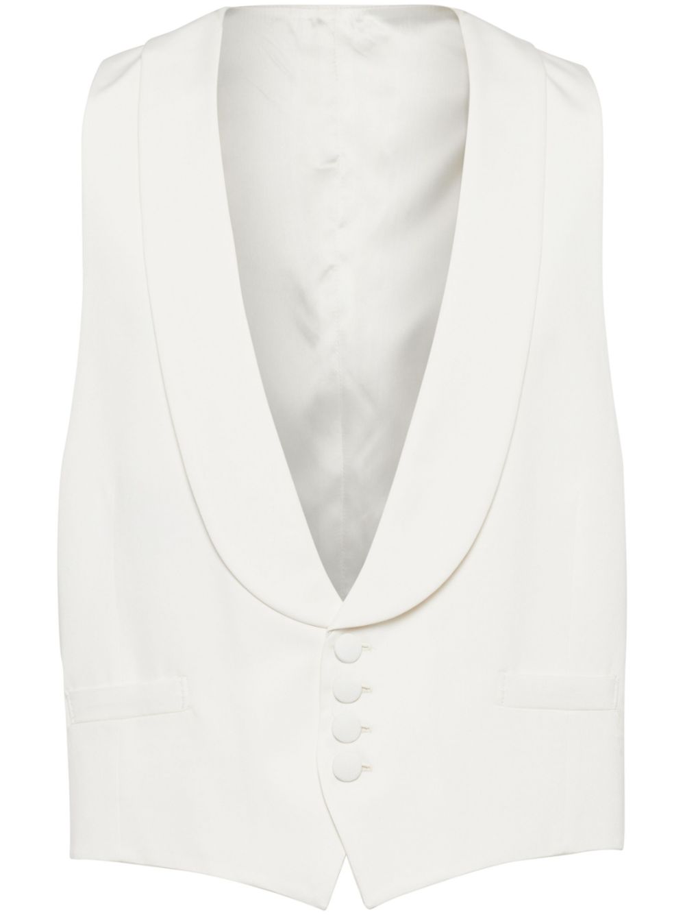 Shawl-lapels silk waistcoat - White