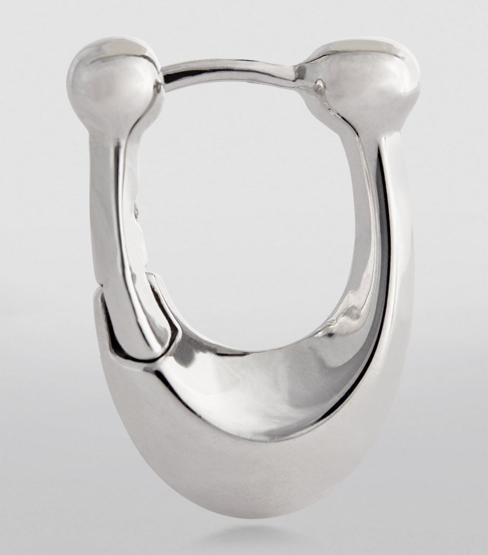 Rhodium Signature C Huggie Earrings