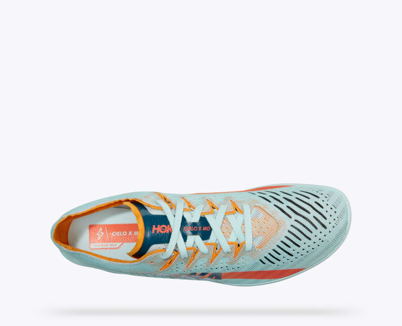 HOKA Cielo X MD Shoes in Blue Glass/Radiant Yellow