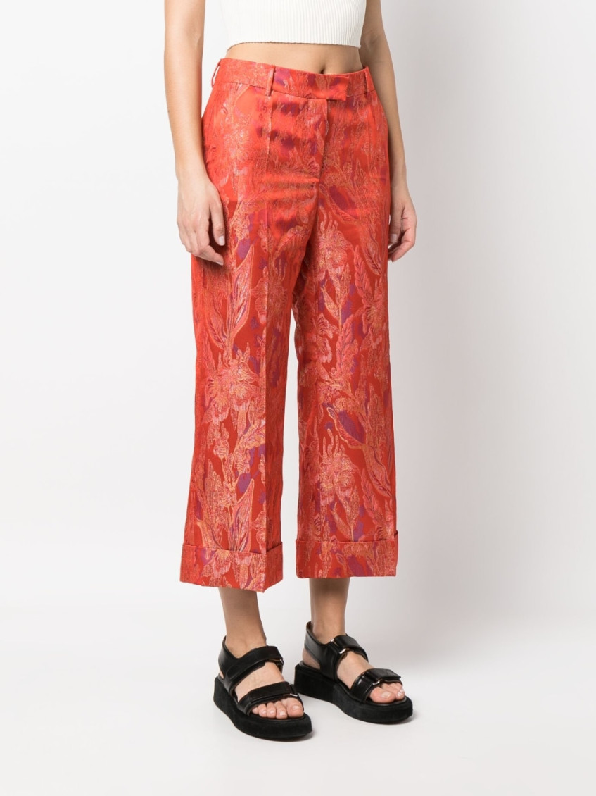 - Floral Print Jacquard Trousers