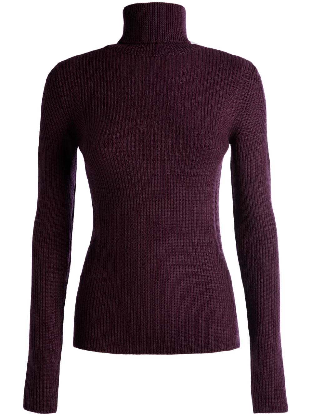 Roll-neck ribbed-knit jumper - Red