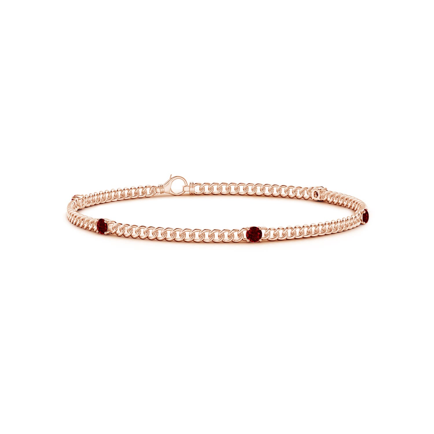 Angara 0.7 Carat Five Stone Ruby Station Bracelet in 14K Rose Gold