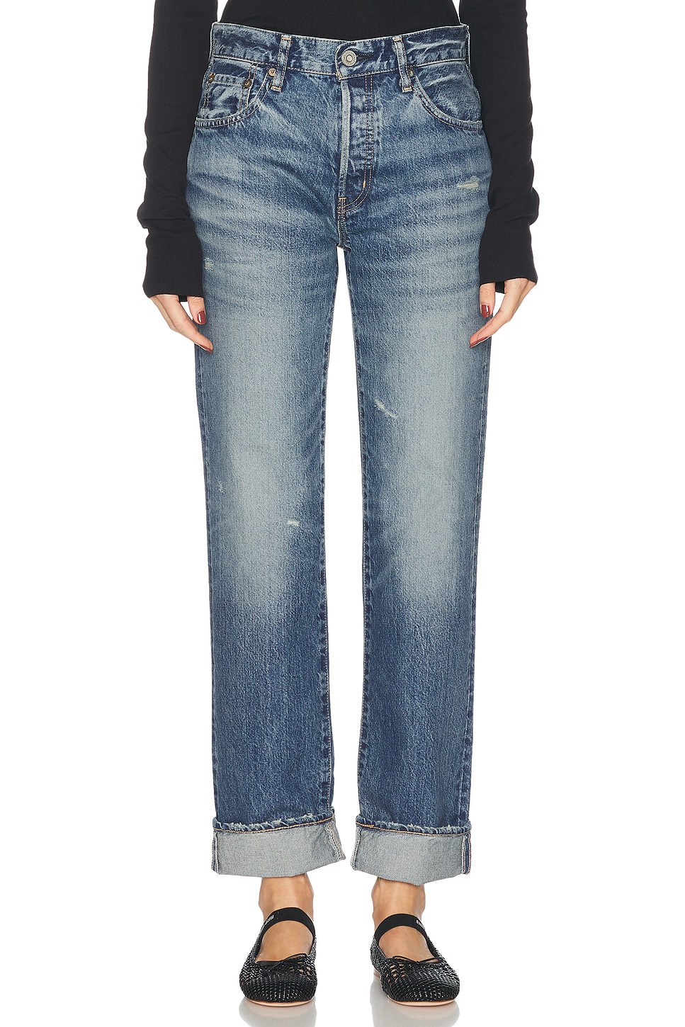 Moussy Vintage Aquebogue Straight Jeans in Blue. -  28 also in 24, 25