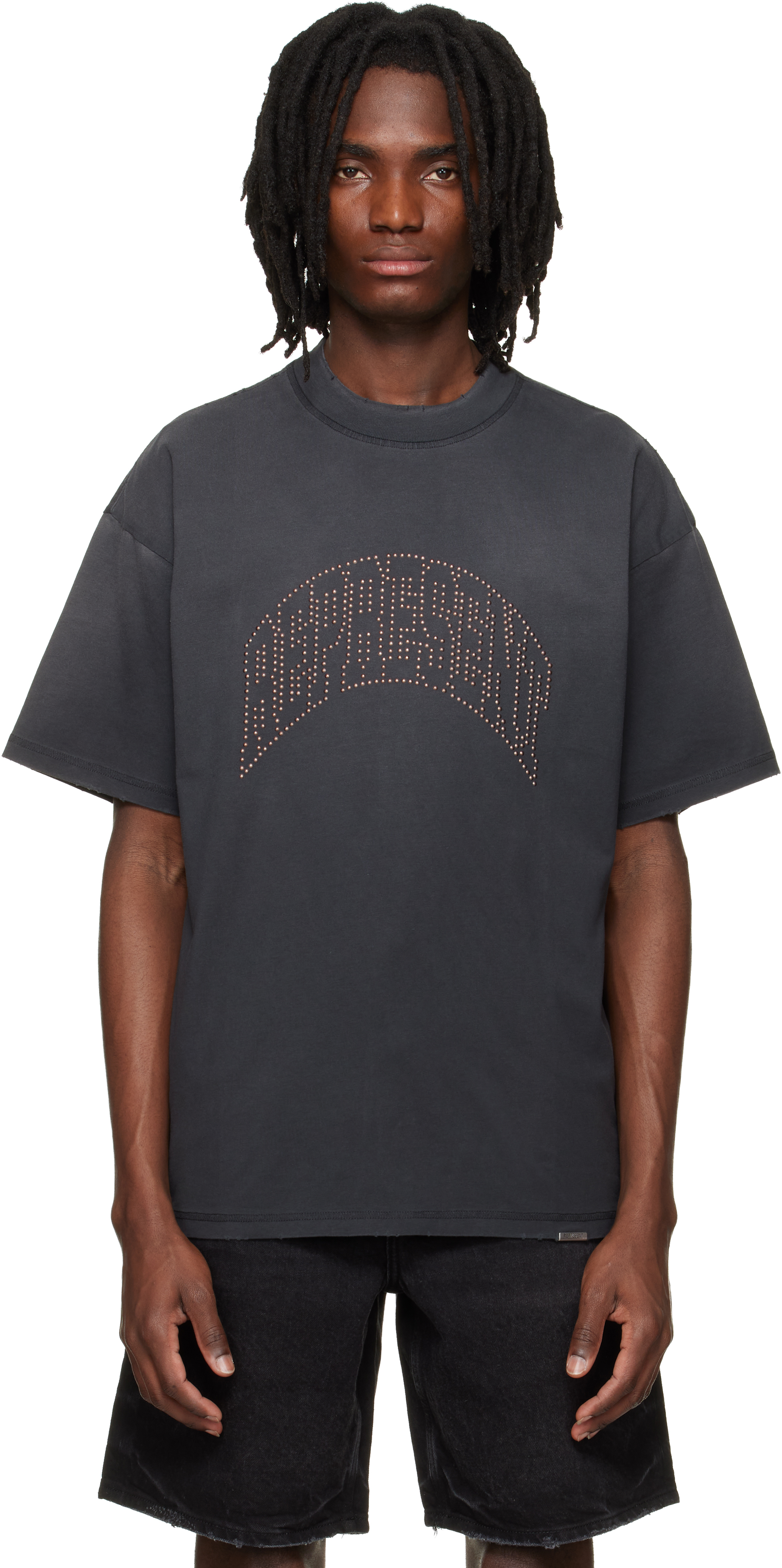 Black Embellished '' T-shirt