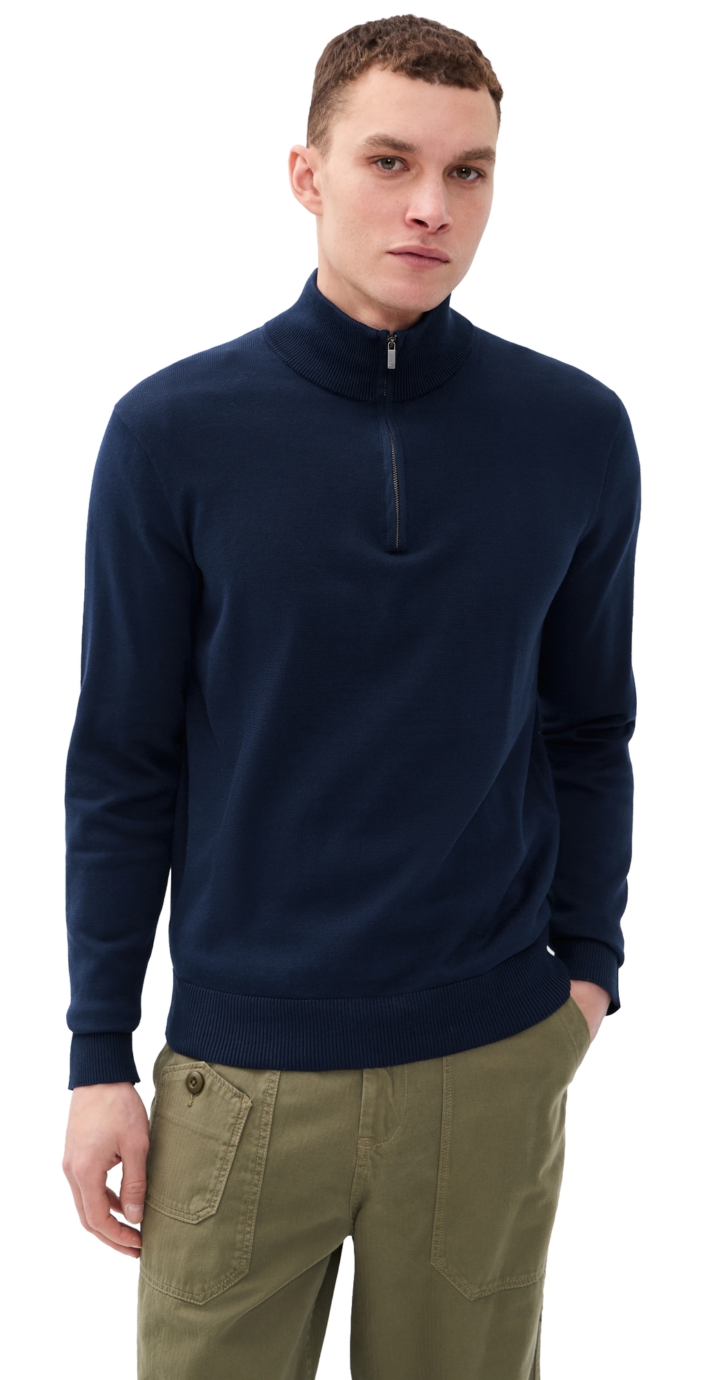 Original Label Cotton Jersey Half-Zip Sweater Bright Navy