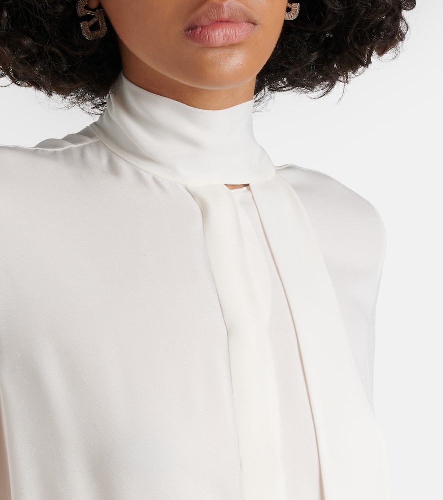 Bow-tie neck silk georgette blouse