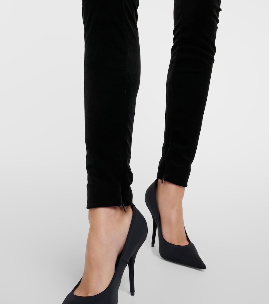 High-rise velvet leggings