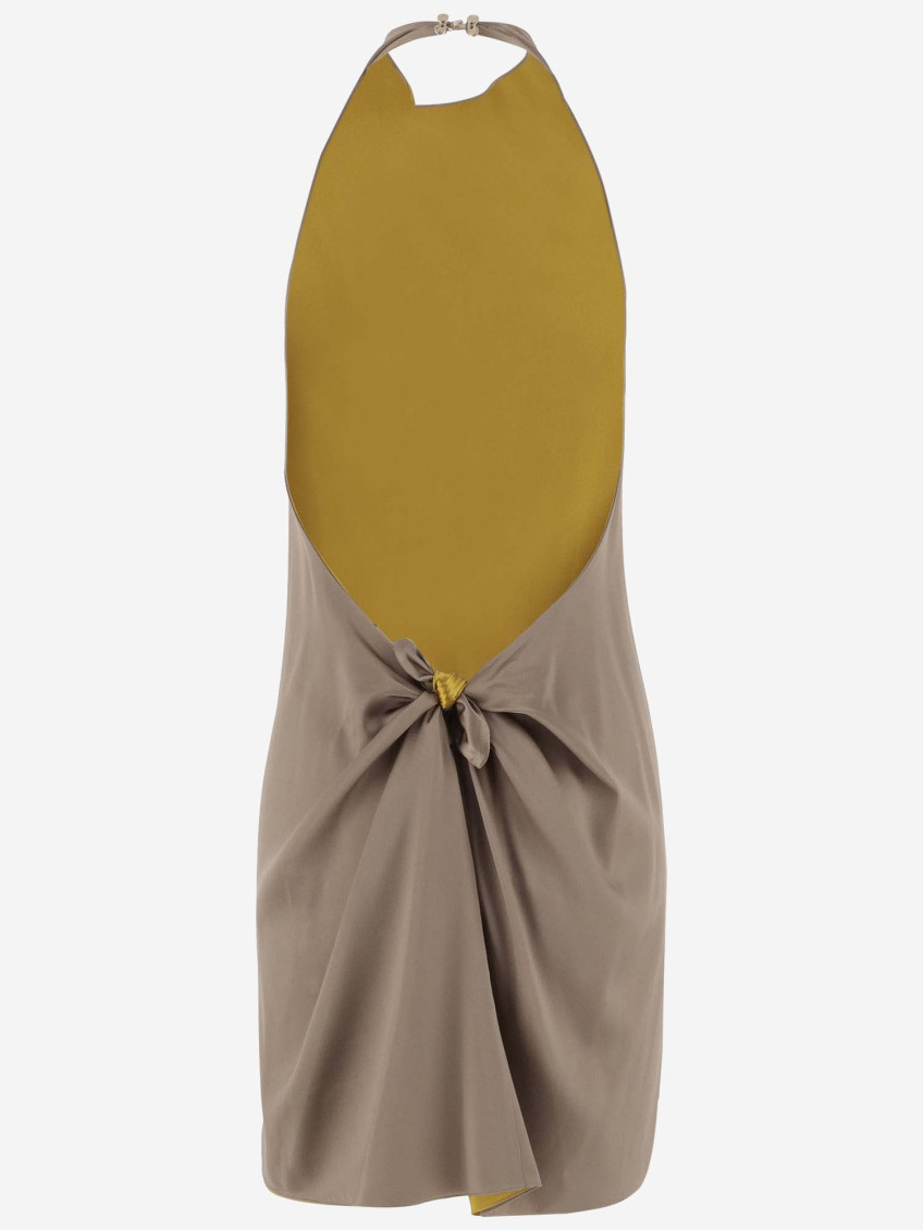 Olive Draped Neckline Dress