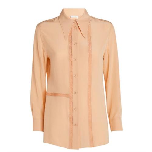 Lace trim shirt - Neutrals