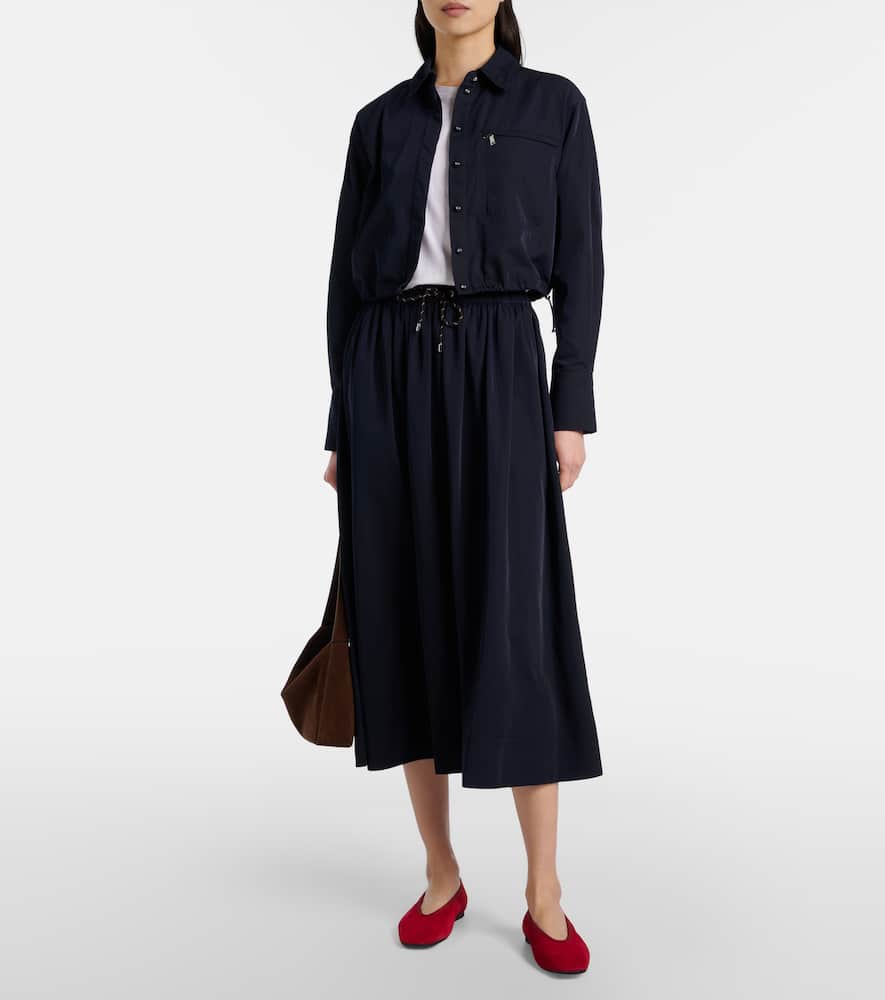Bates gathered taffeta midi skirt