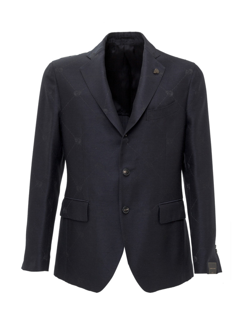 Black Textured Notched Lapel Jacket