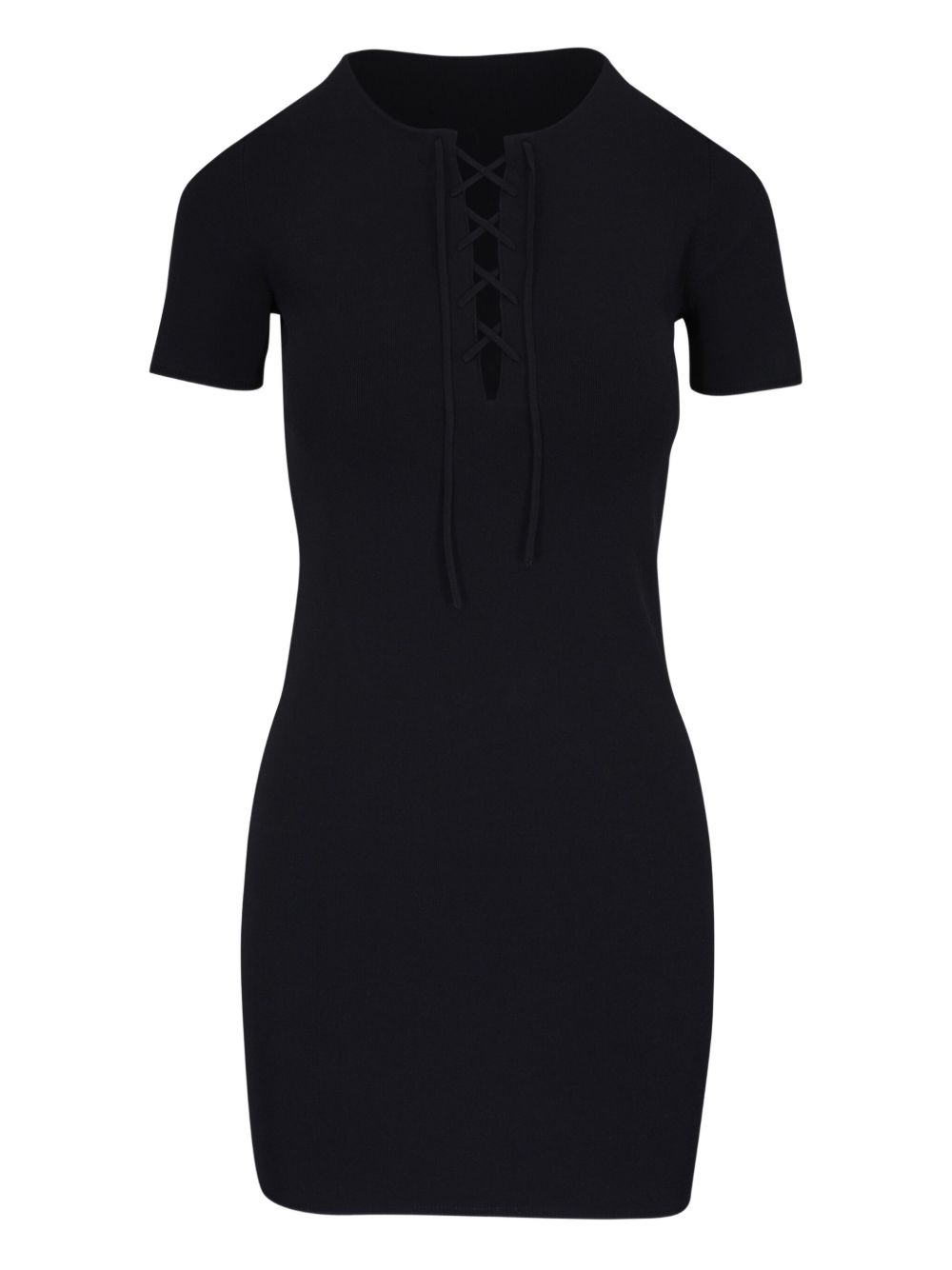 Palma lace-up short-sleeve dress - Black