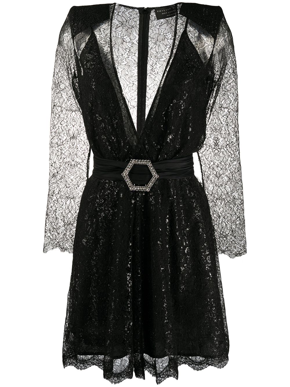 Logo-buckle mini dress - Black