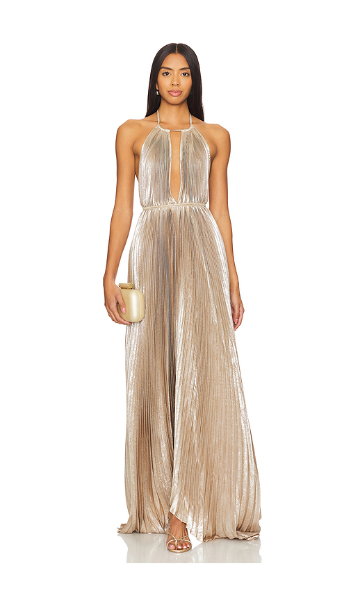 L'IDEE Boheme Gown in Metallic Gold. 14/XL. Also