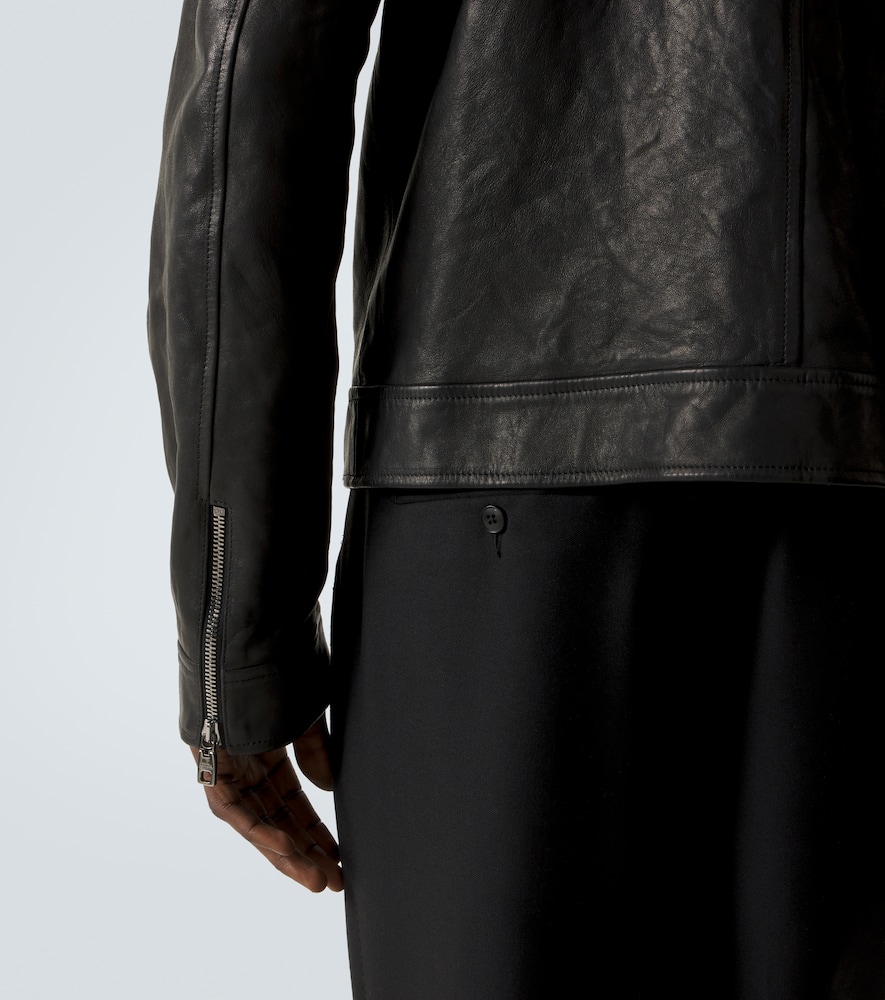 Leather blouson jacket