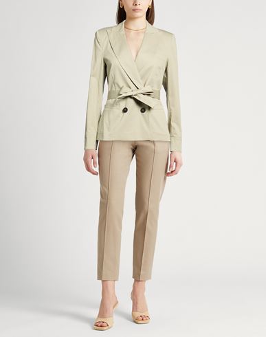 Woman Blazer Sage green Size 4 Cotton, Elastane