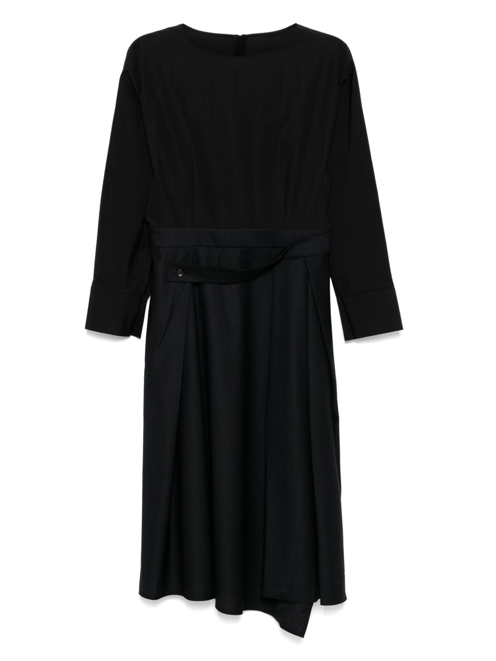 LESS X-shaped blended jacquard long sleeved dress - Black