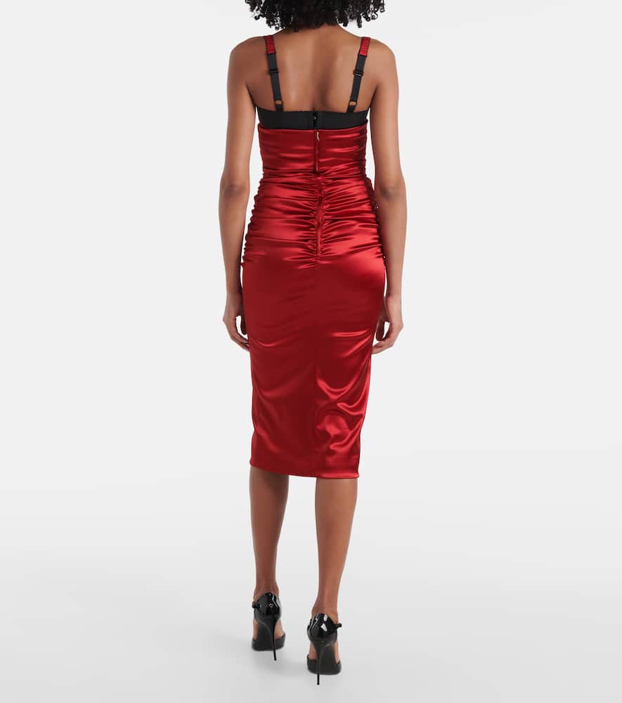 Ruched satin midi dress