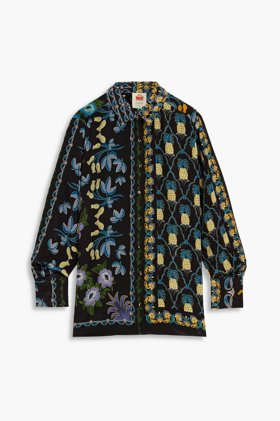 Printed satin shirt - Black - S