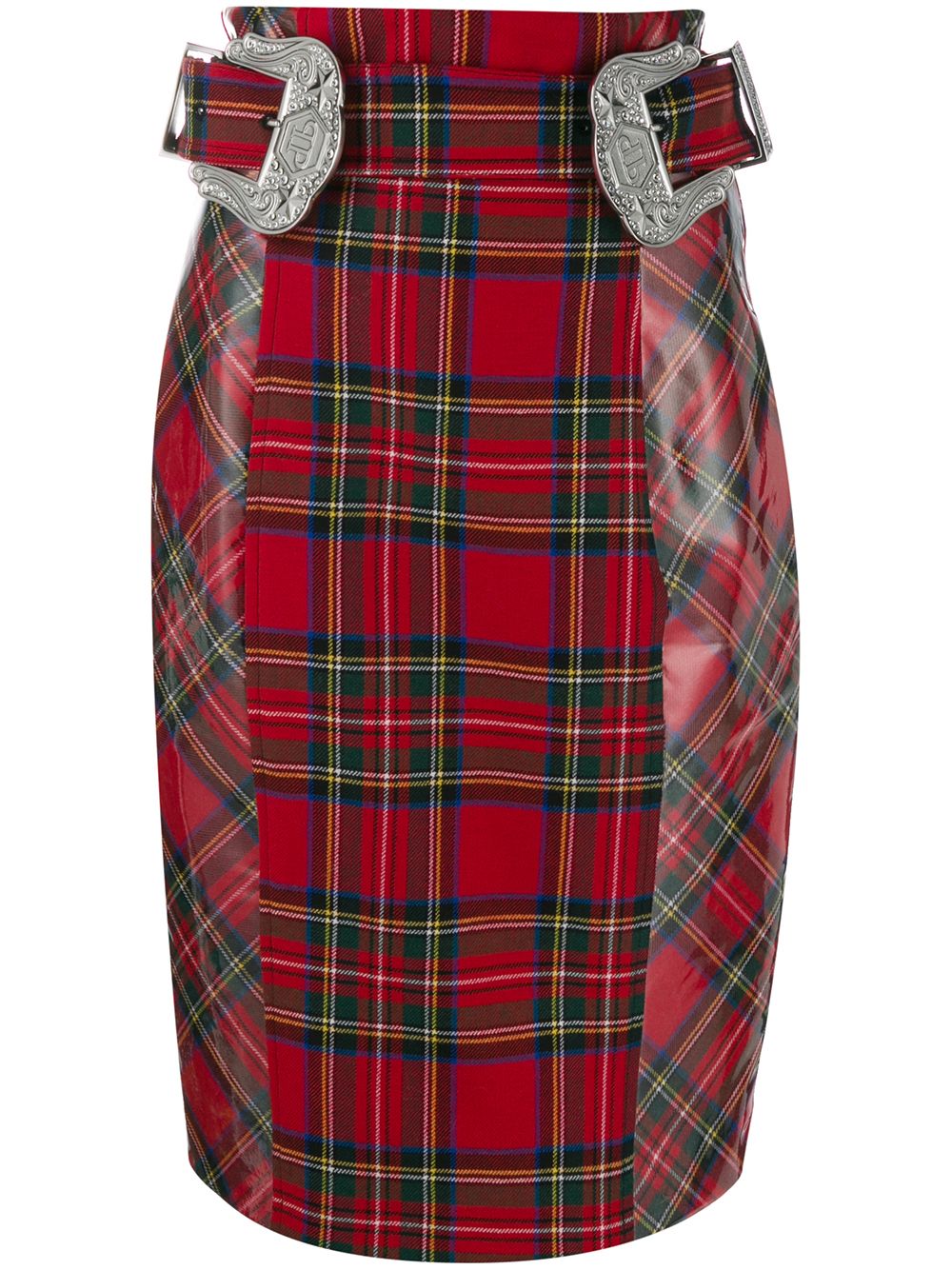Tartan pencil skirt - Red