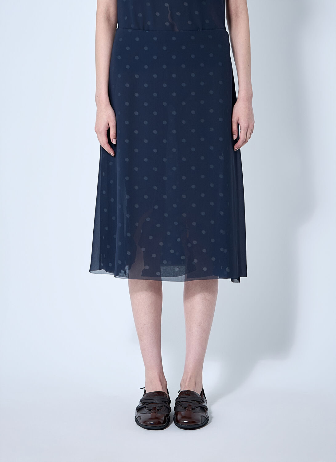 Mesh Layered Midi Skirt - Woman Skirts Navy Fr