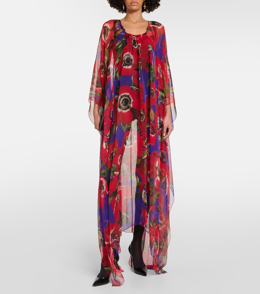Anemone silk chiffon kaftan