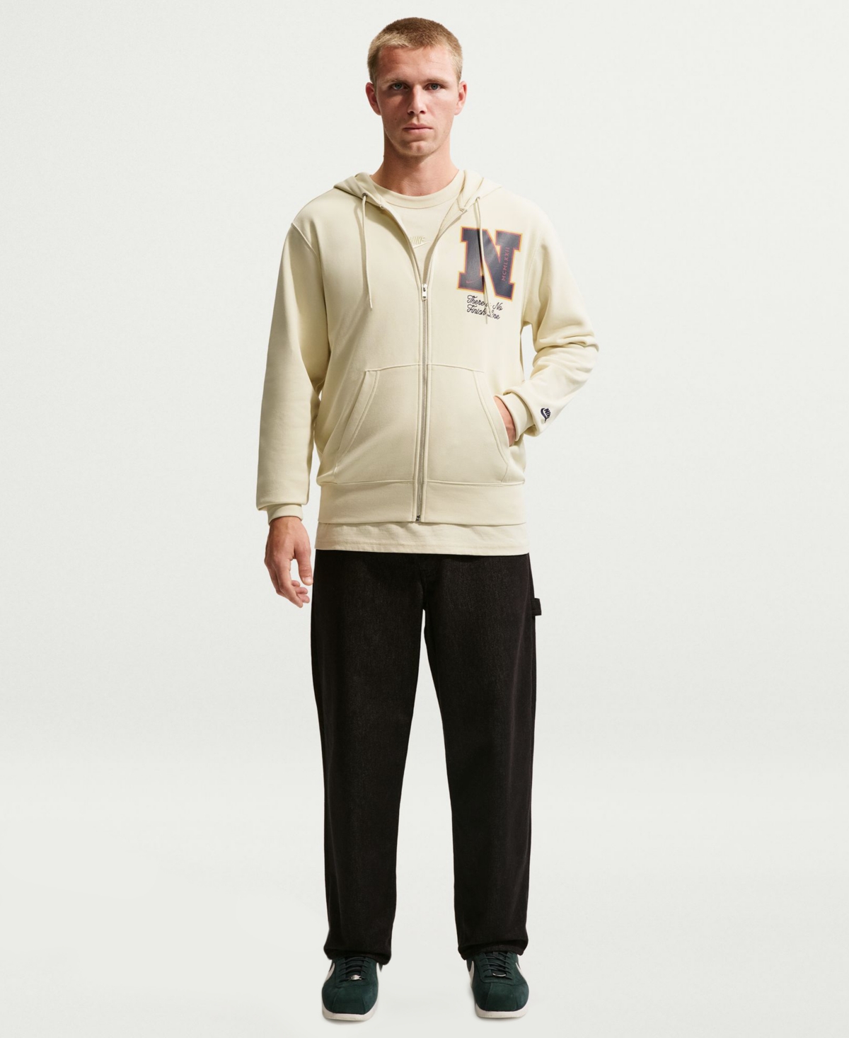 Men's Sportswear Club French Terry Full-Zip Hoodie - Light Khaki/Obsidian