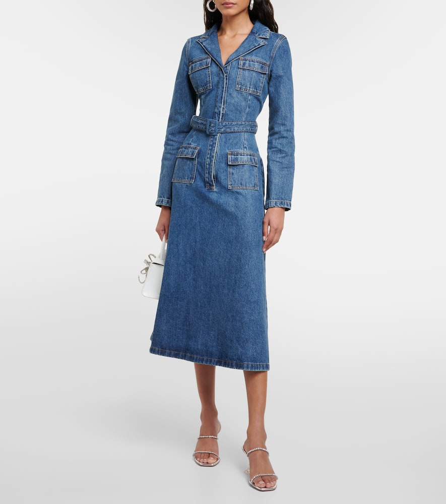 Self-Portrait Belted denim midi dress