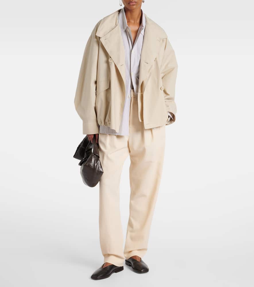 Wool-blend gabardine tapered pants