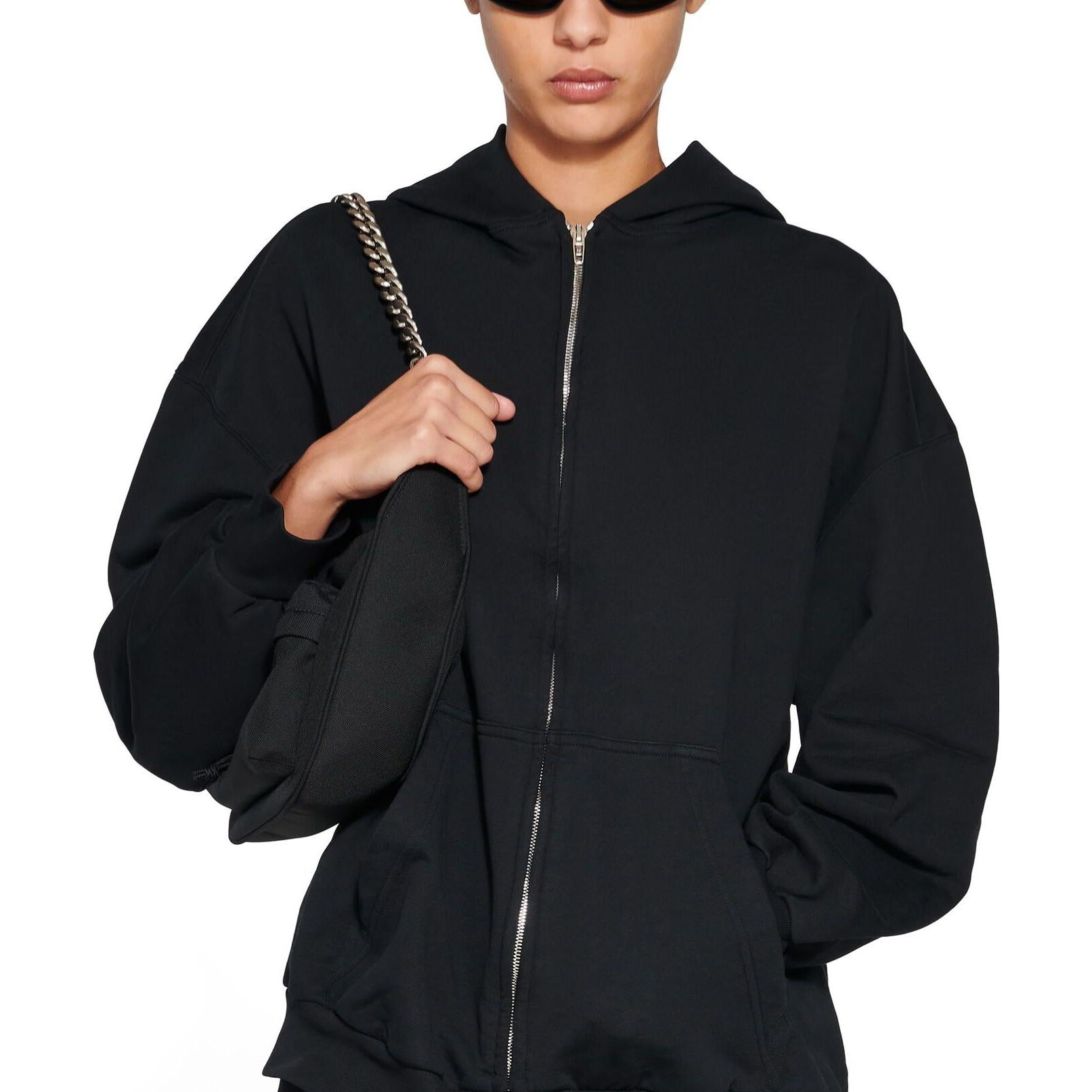 Outside Loop Zip-Up Hoodie Small Fit 'Black Faded'