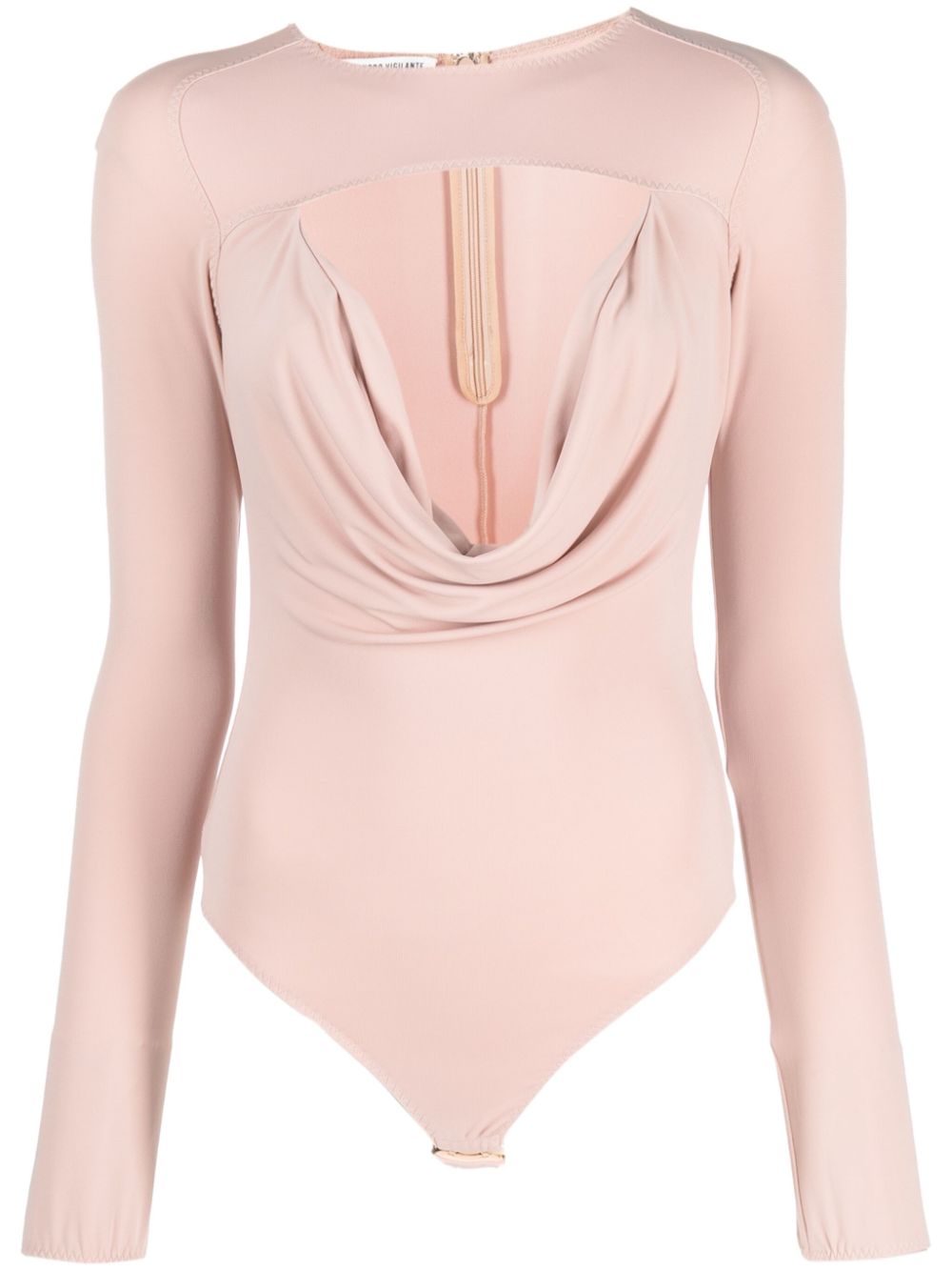 Cut-out cowl-effect bodysuit - Pink