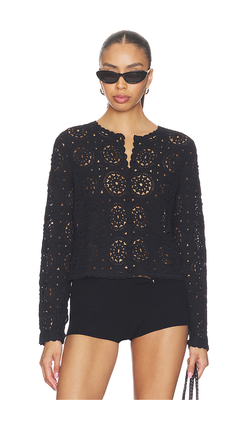 FRAME The Crochet Cardi in Black. - L also in