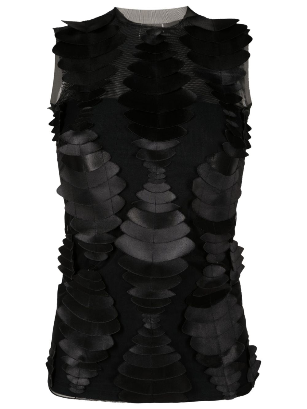 3D-detailing tulle tank top - Black