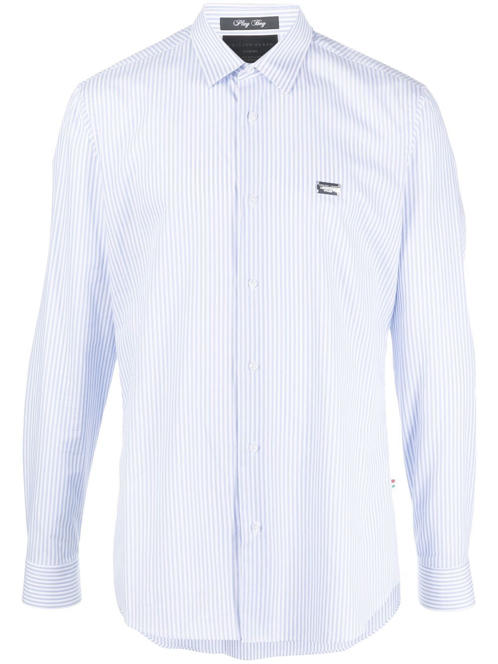 Graphic-print striped shirt - Blue