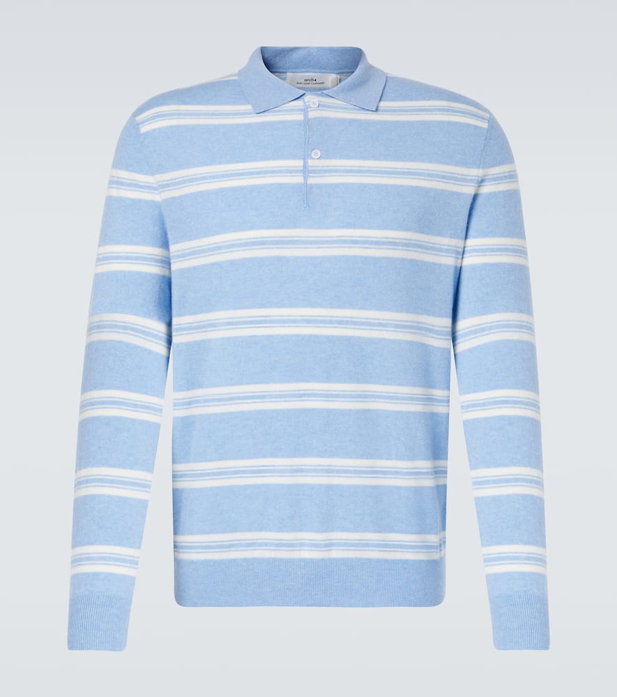 Mr Swansea striped cashmere polo sweater