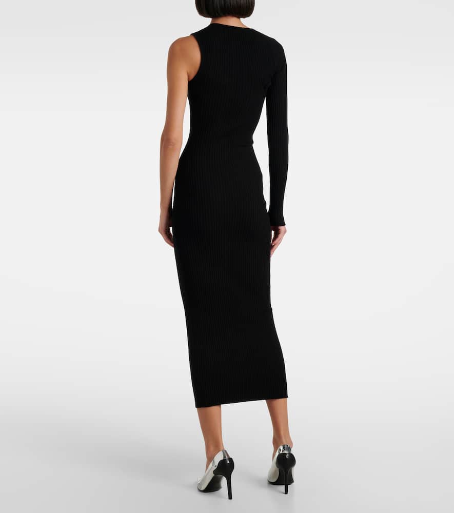 Courrèges Asymmetric ribbed-knit midi dress