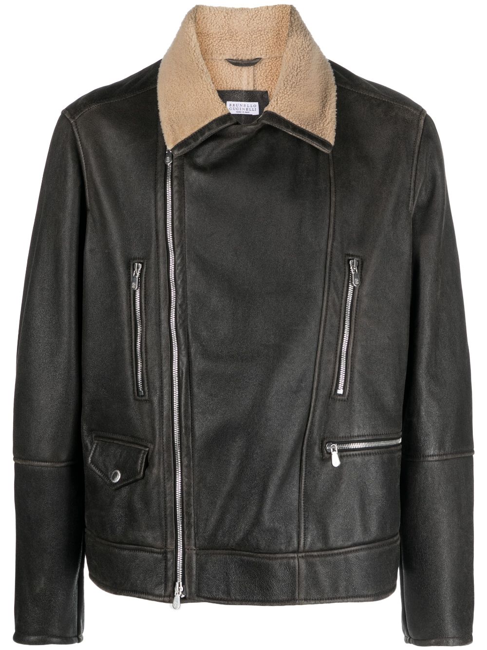 Zip-up leather jacket - Black