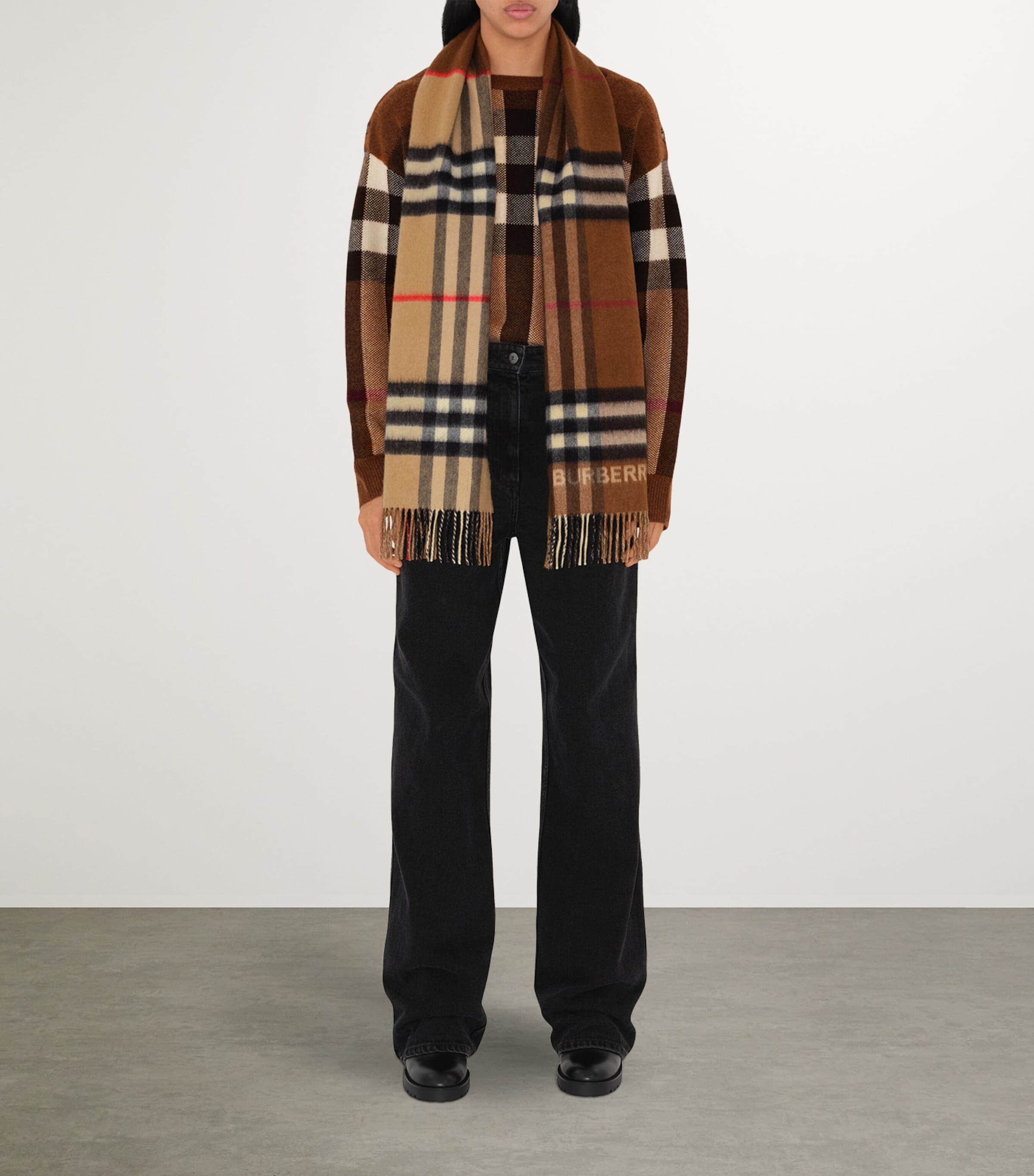Cashmere Contrast Check Scarf