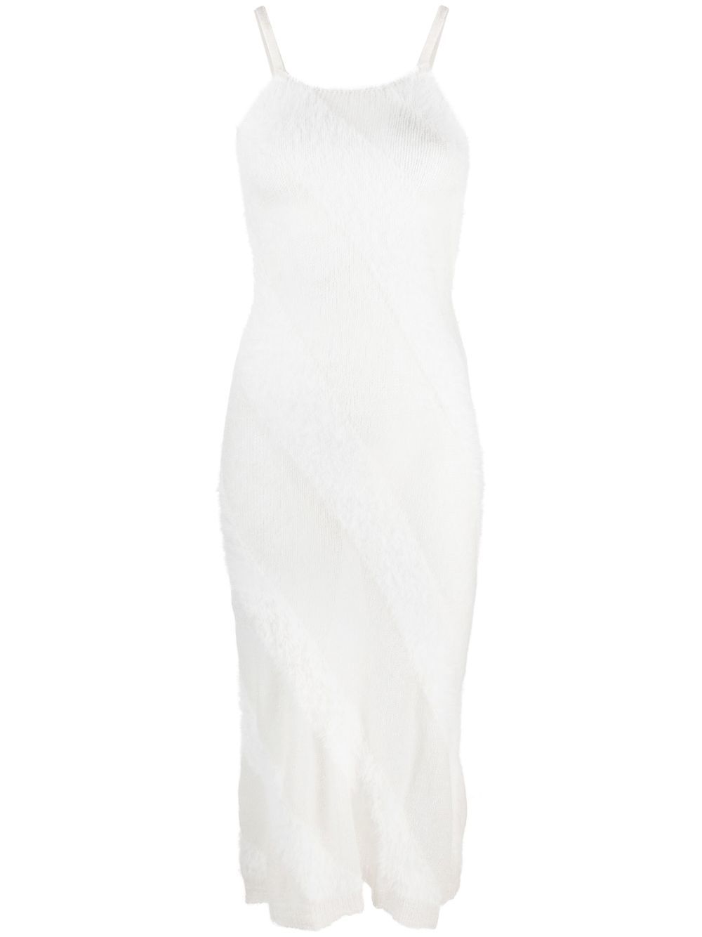 Fuzzy knitted slip dress - White